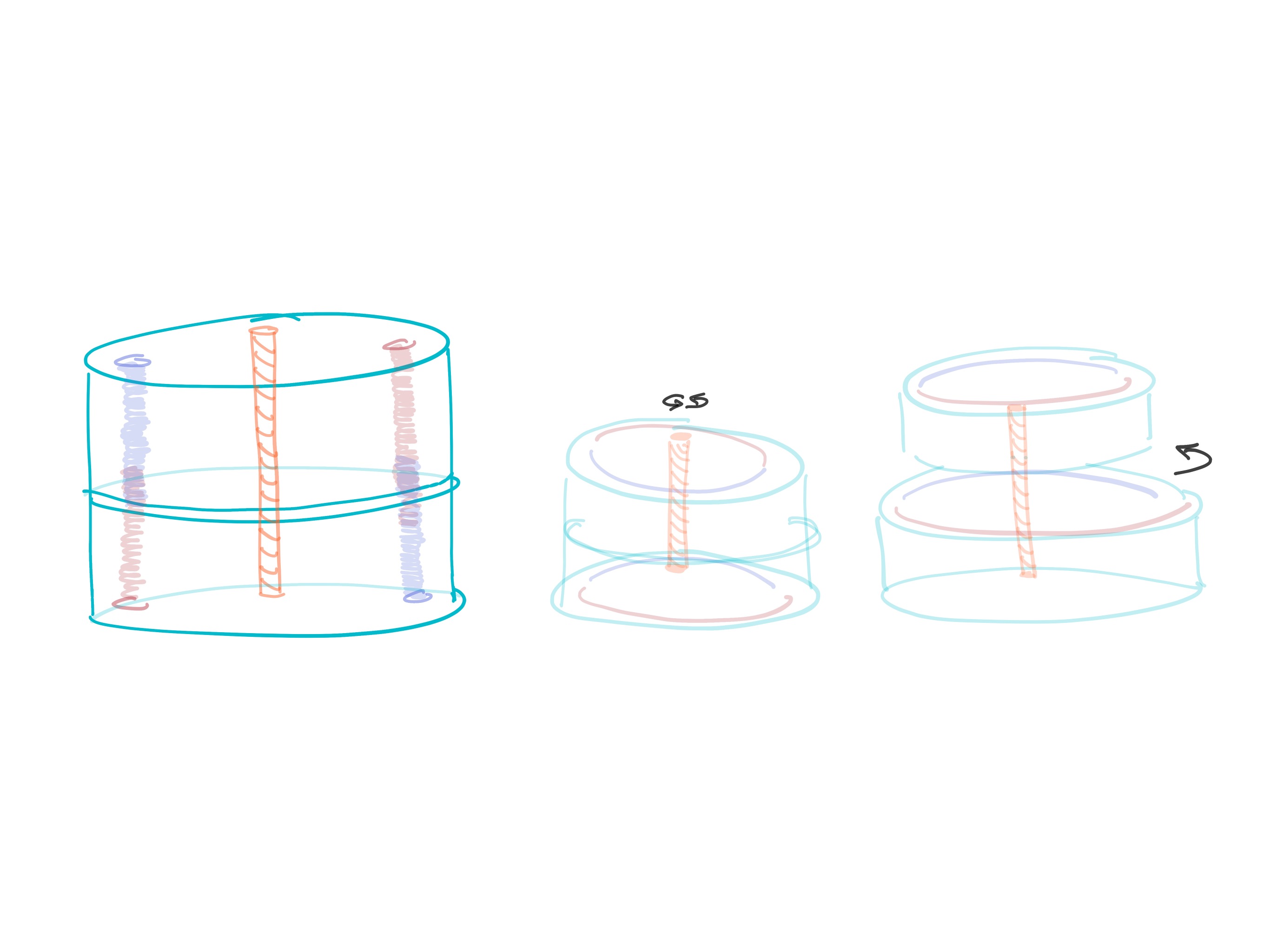 Sketches showing magnets inside