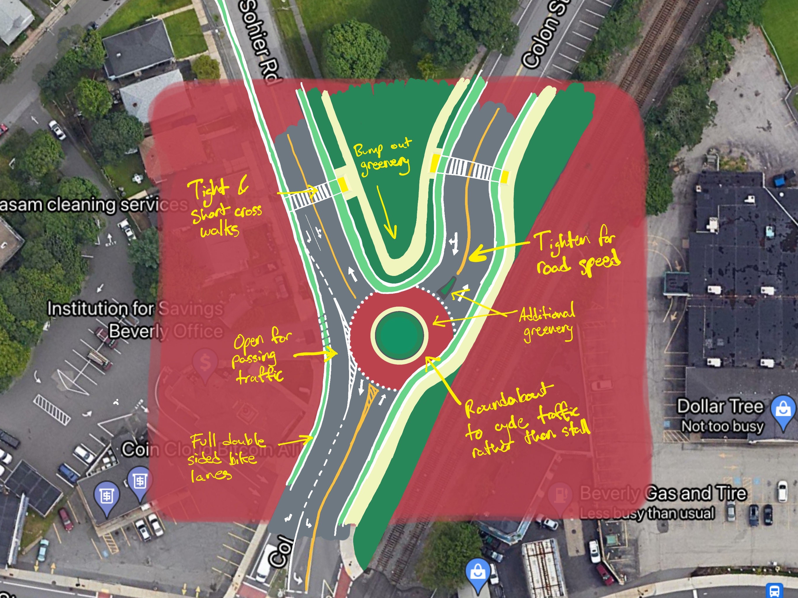 Sohier Road Intersection Redesigned