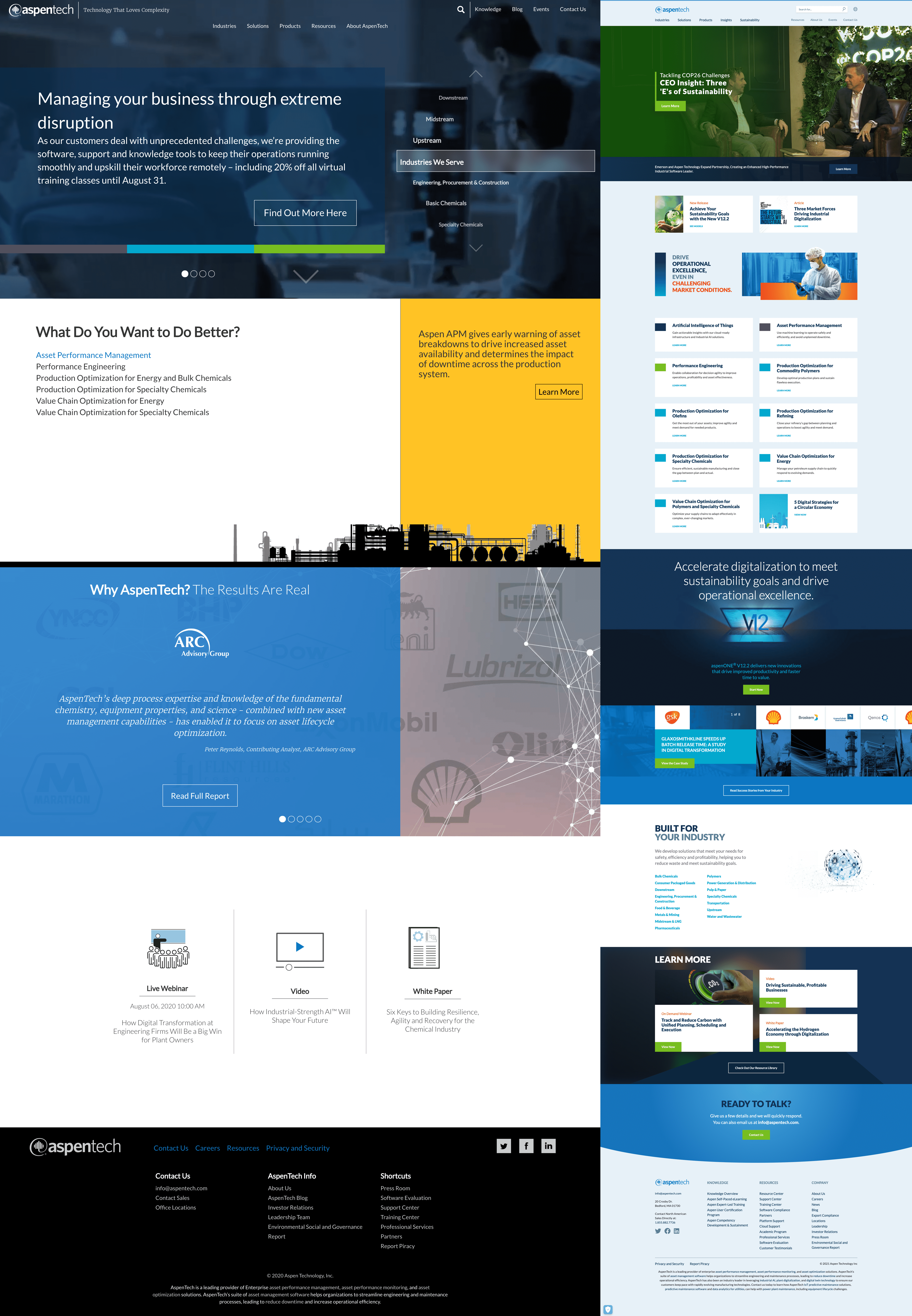 Old and new homepage side by side