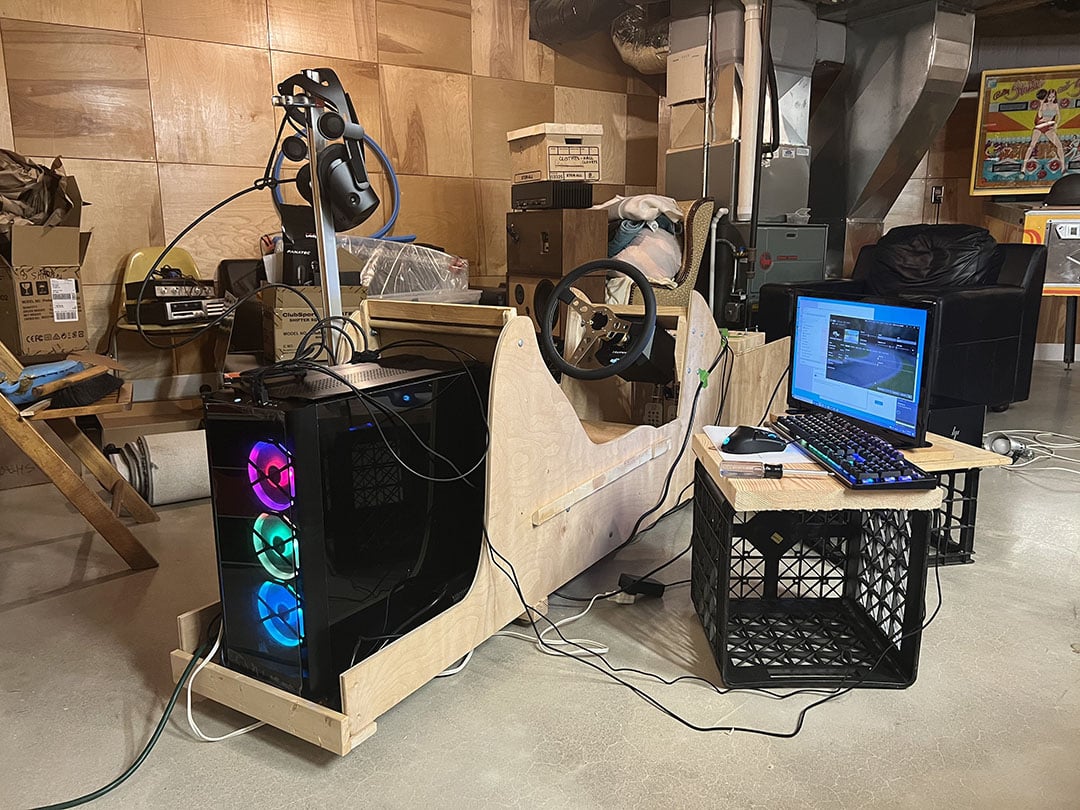 Completed sim racing rig set up